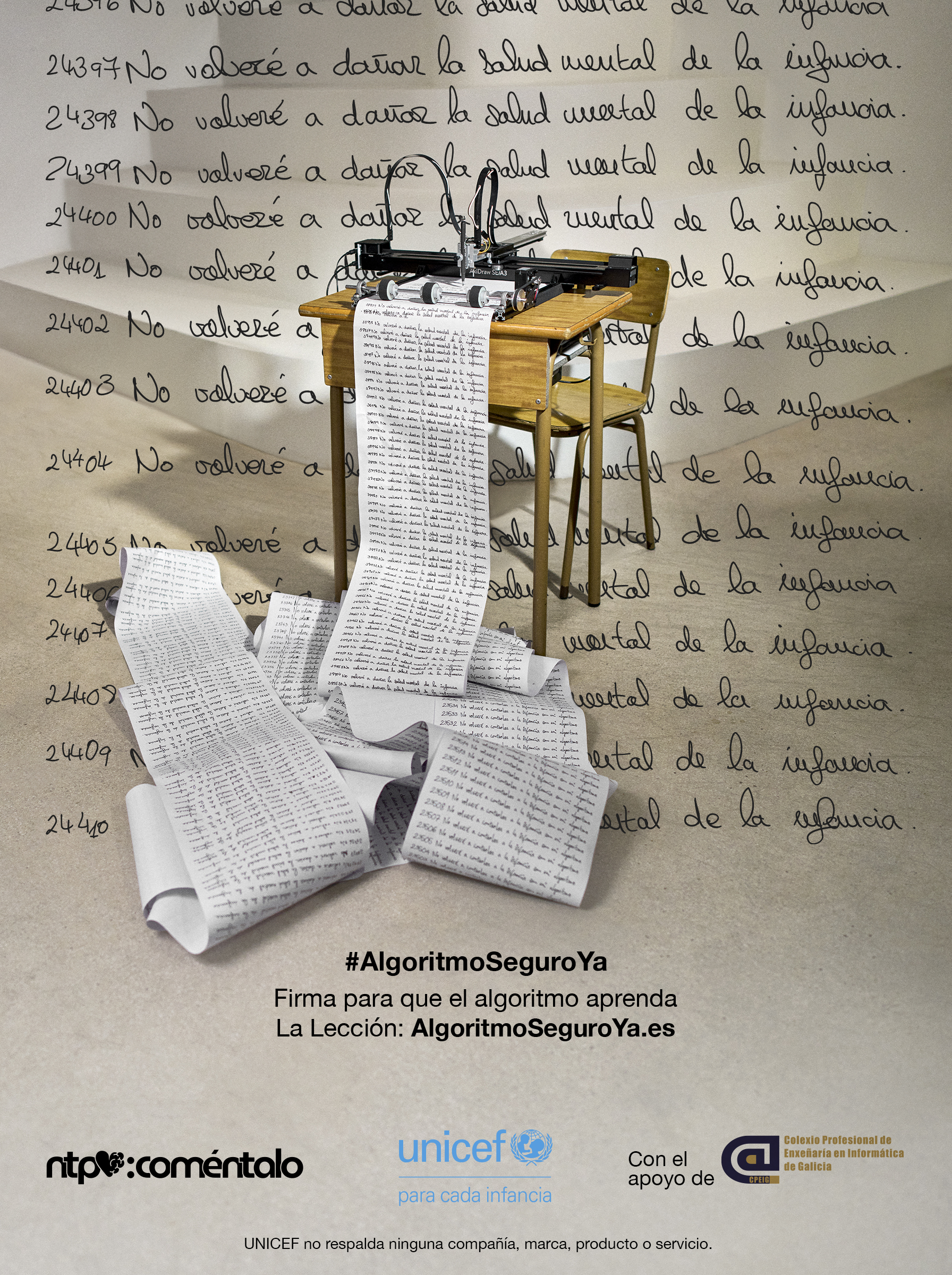 cartel campaña Unicef #AlgoritmoSeguroYa